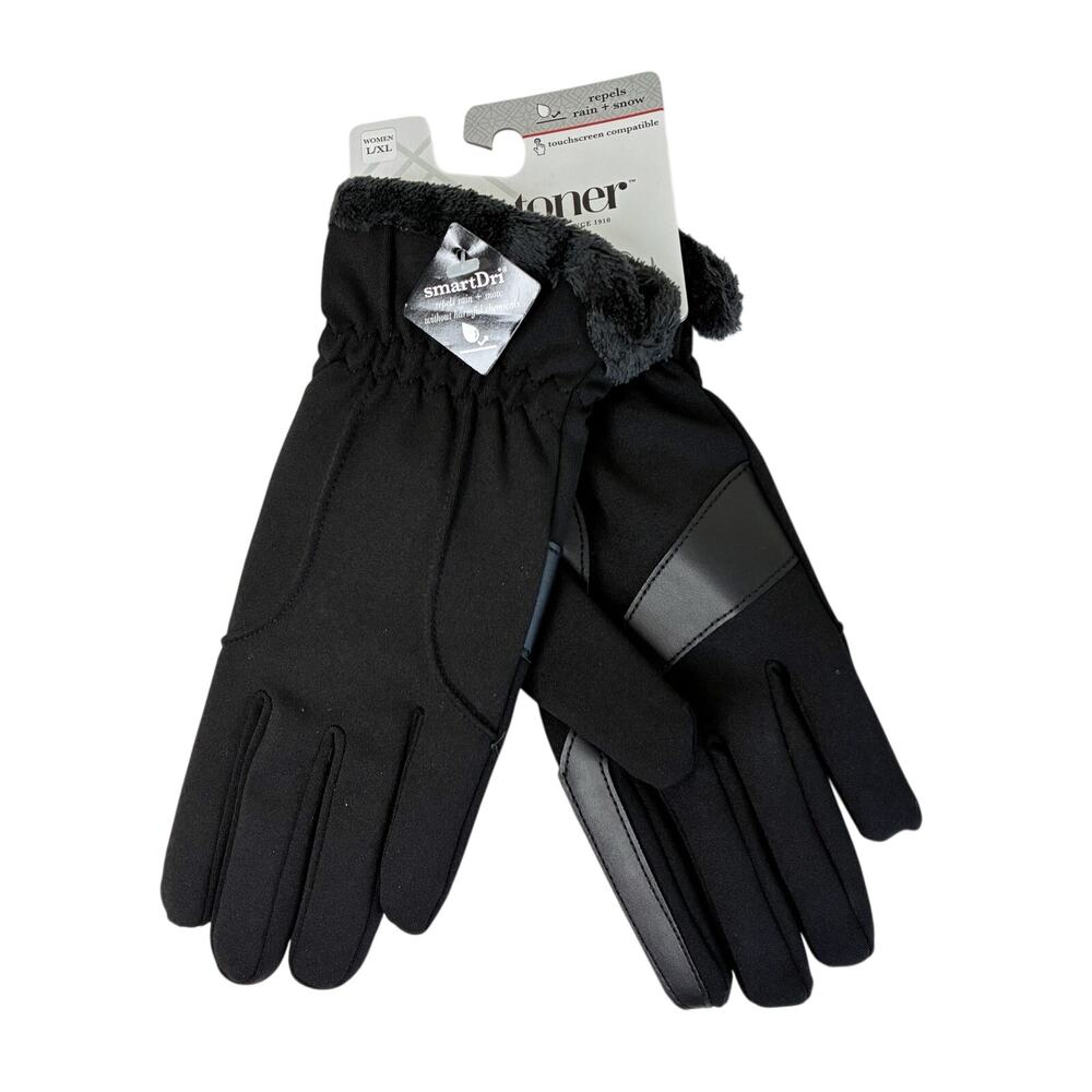 Isotoner Black SmartDri Touchscreen Compatible Winter Gloves Womens L/XL NWT